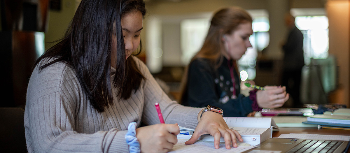 student studies